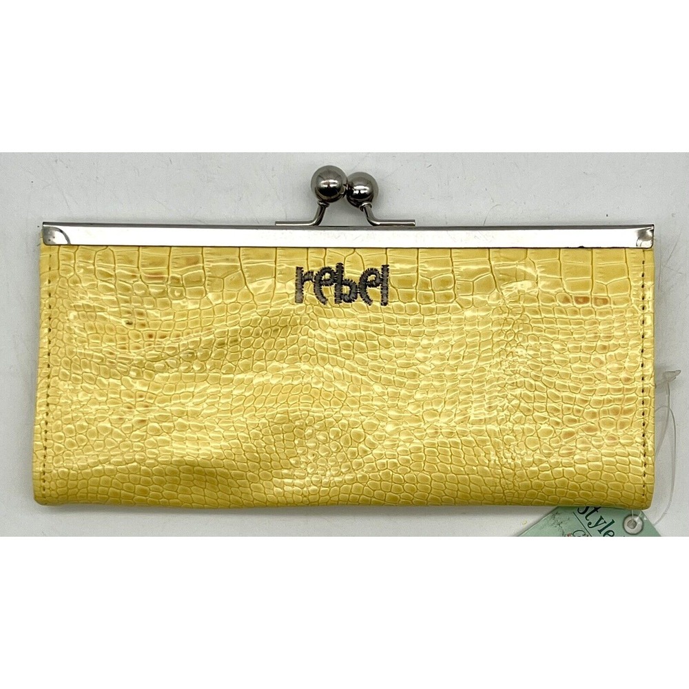 Vintage Women's Wallet Faux‎ Alligator Skin Yellow